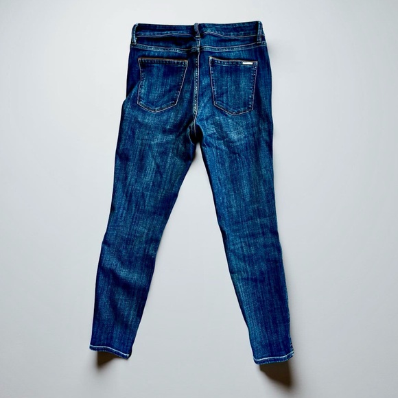 White House Black Market WHBM Leather Trimmed Skinny Ankle Jeans - Picture 3 of 4